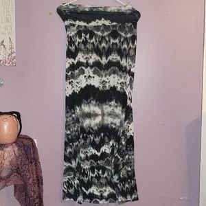 Long Tye Dye Black & White Skirt